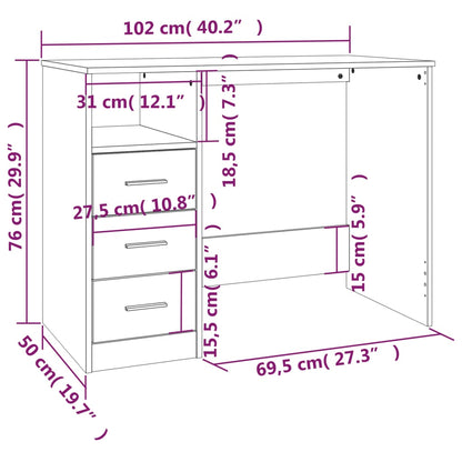 Schreibtisch mit Schubladen Schwarz 102x50x76 cm Holzwerkstoff