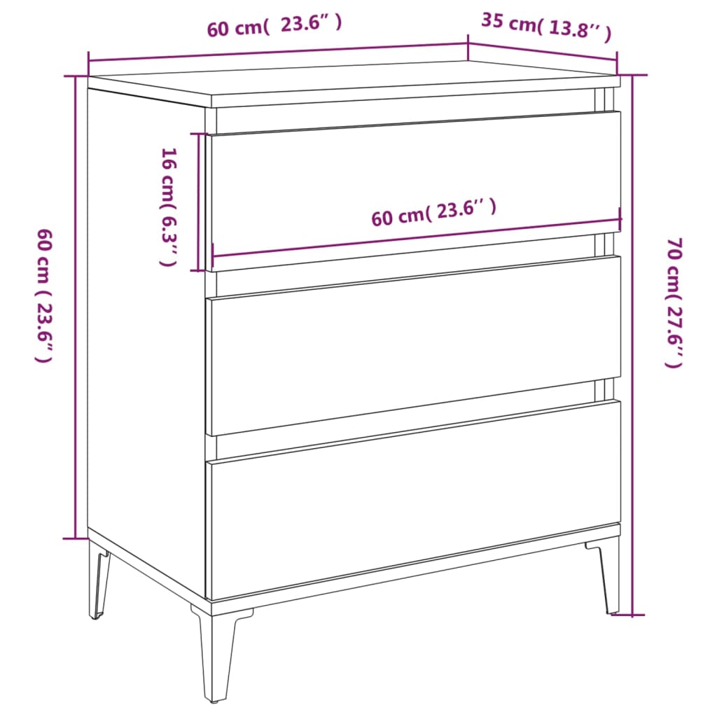 Sideboard Weiß 60x35x70 cm Holzwerkstoff