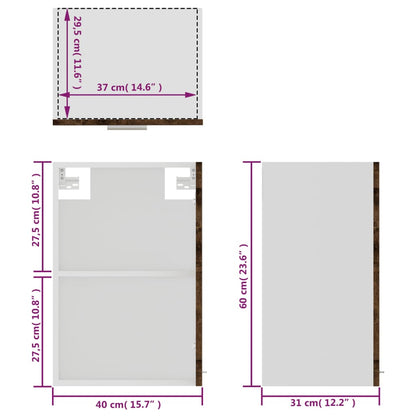 Hängeschrank Glas Braun Eichen-Optik 40x31x60 cm Holzwerkstoff