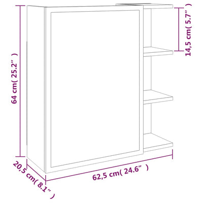 Bad-Spiegelschrank Räuchereiche 62,5x20,5x64 cm Holzwerkstoff