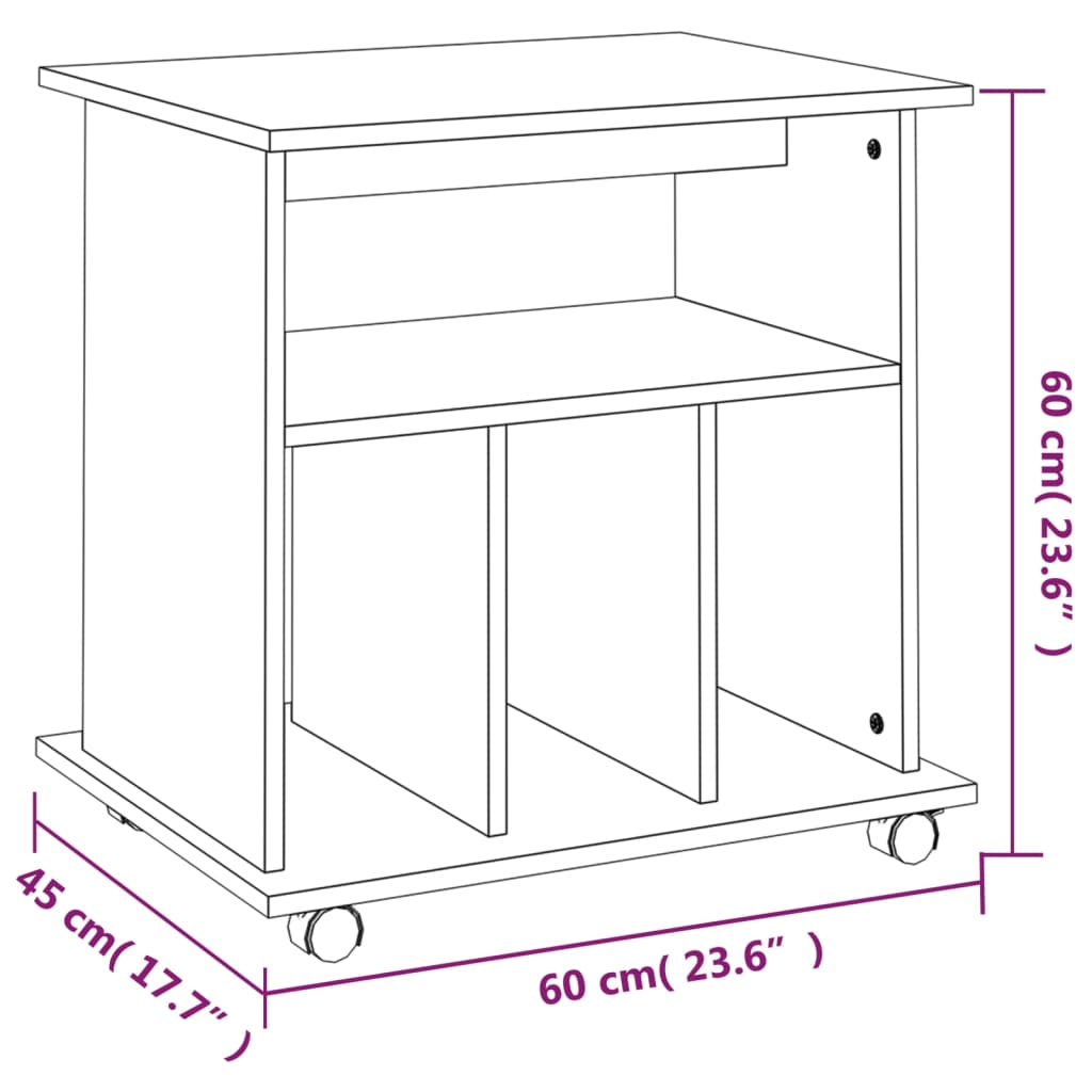 Rollschrank Grau Sonoma 60x45x60 cm Holzwerkstoff