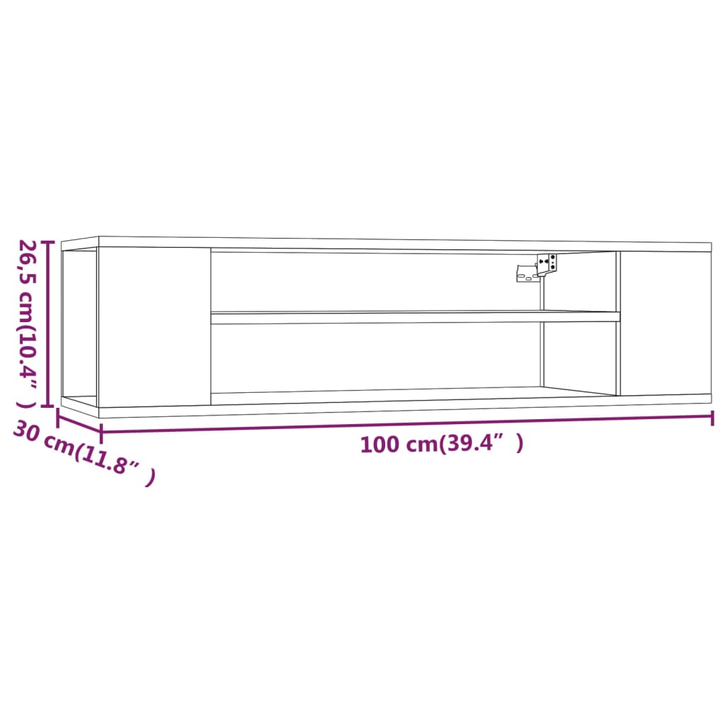 TV-Wandschrank Räuchereiche 100x30x26,5 cm Holzwerkstoff