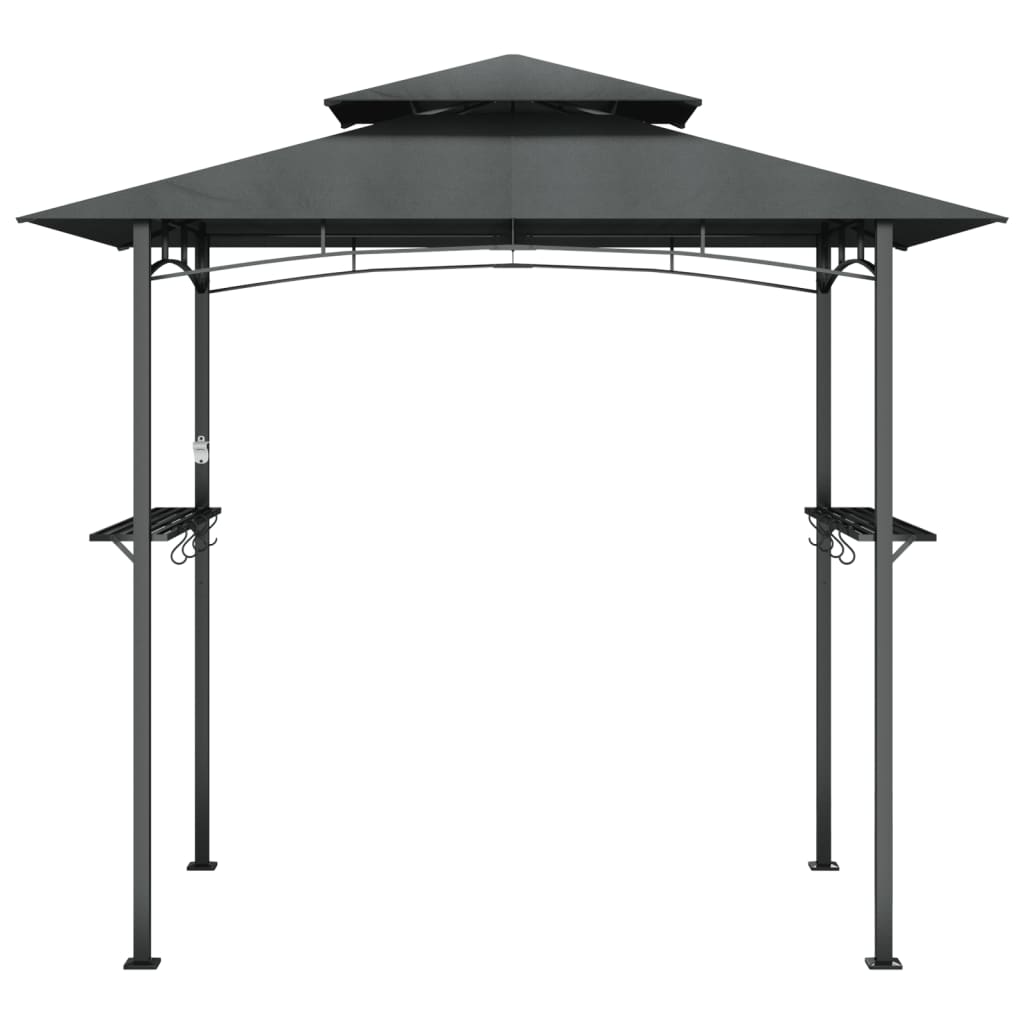 Grillpavillon mit Seitenregalen Anthrazit 240x150x243 cm Stahl