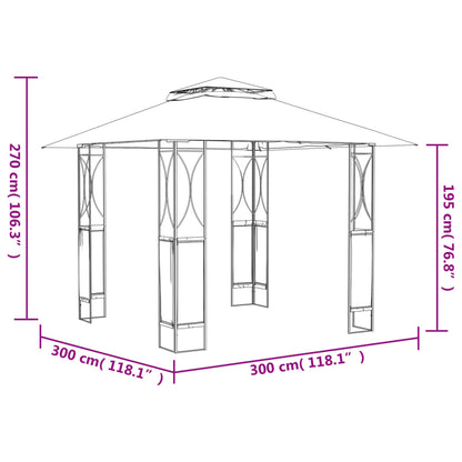 Pavillon mit Dach Anthrazit 300x300x270 cm Stahl