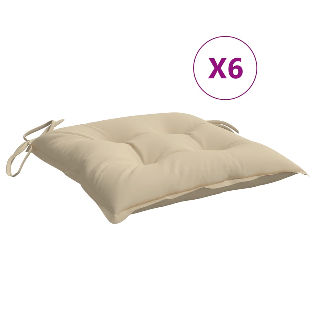 Stuhlkissen 6 Stk. Beige 40x40x7 cm Oxford-Gewebe