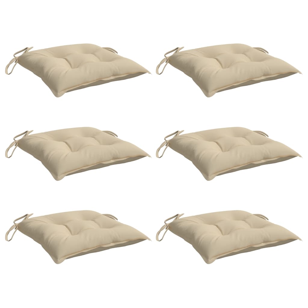 Stuhlkissen 6 Stk. Beige 40x40x7 cm Oxford-Gewebe