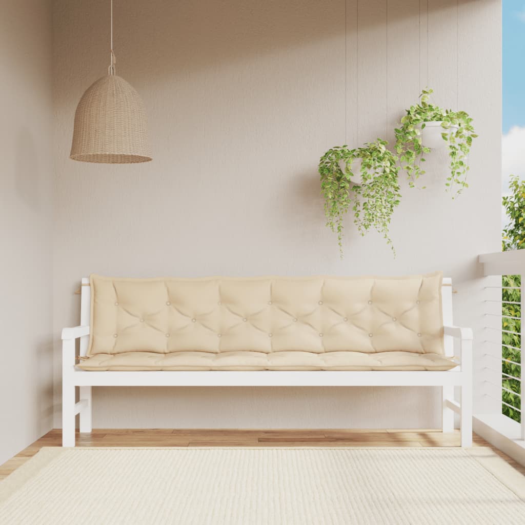 Gartenbank-Auflagen 2 Stk. Beige 200x50x7 cm Oxford-Gewebe