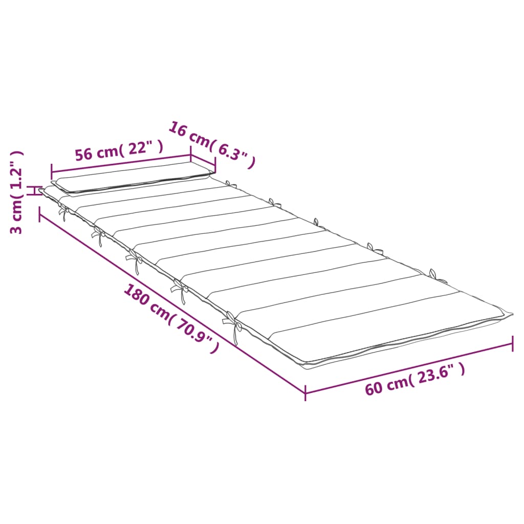 Sonnenliegen-Auflage Beige 180x60x3 cm Oxford-Gewebe