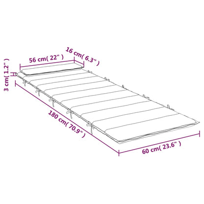 Sonnenliegen-Auflage Beige 180x60x3 cm Oxford-Gewebe