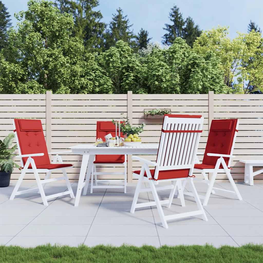 Cuscini per sedia con schienale alto, set da 4, tessuto Oxford rosso