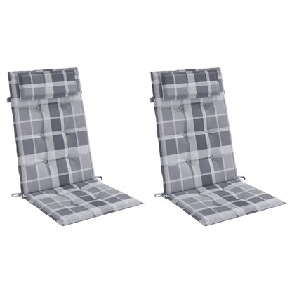 Hochlehner-Auflagen 2 Stk. Grau Karomuster Oxford-Gewebe