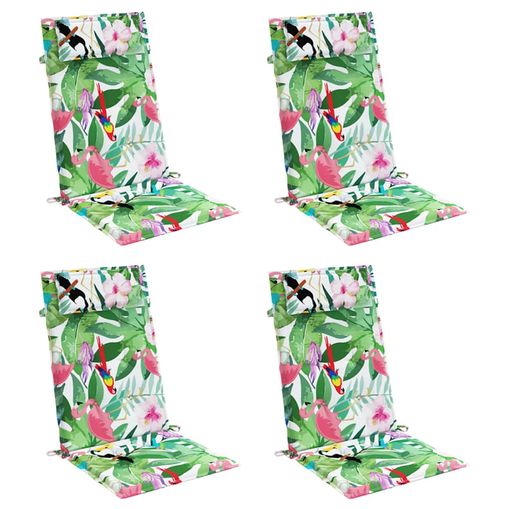 Cuscini per sedia con schienale alto, set da 4, tessuto Oxford multicolore