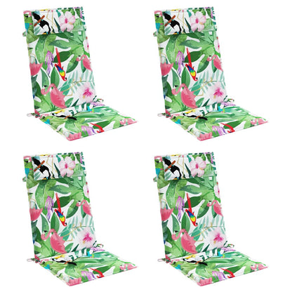 Cuscini per sedia con schienale alto, set da 4, tessuto Oxford multicolore