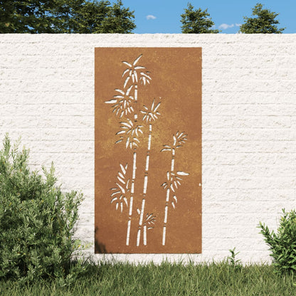 Garten-Wanddeko 105x55 cm Cortenstahl Bambus-Design