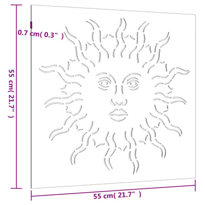 Garten-Wanddeko 55x55 cm Cortenstahl Sonne-Design