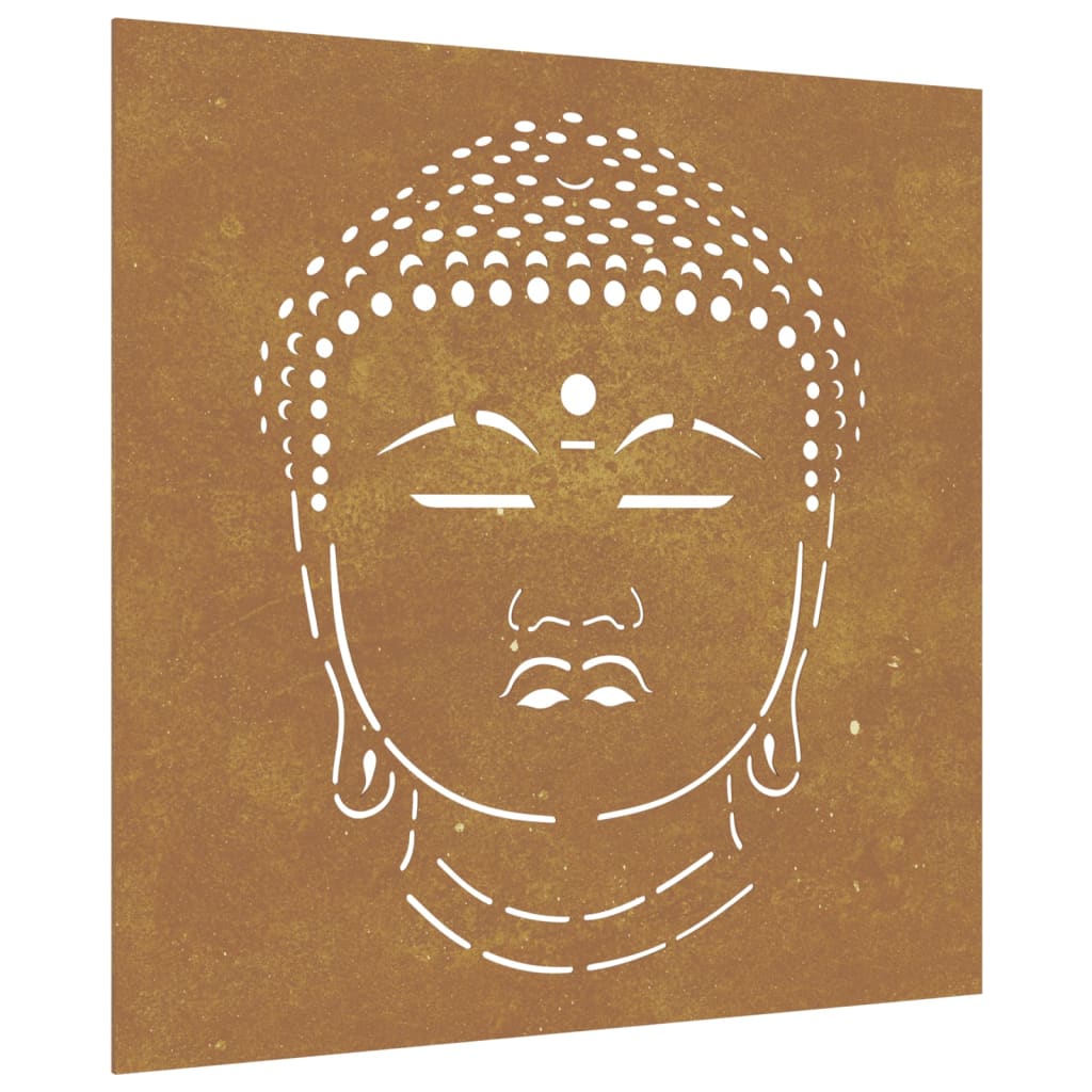 Garten-Wanddeko 55x55 cm Cortenstahl Buddha-Kopf