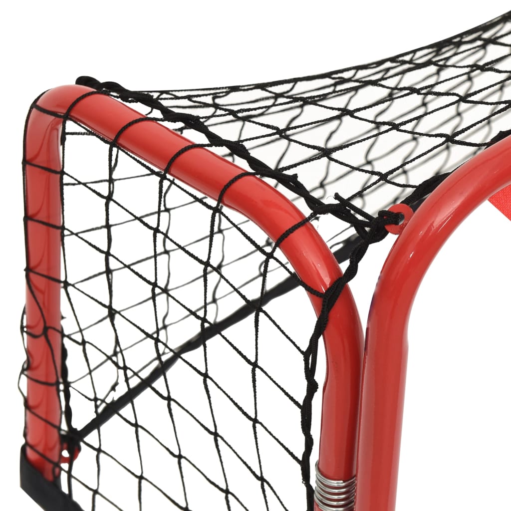 Hockeytor mit Netz Rot & Schwarz 68x32x47 cm Stahl & Polyester