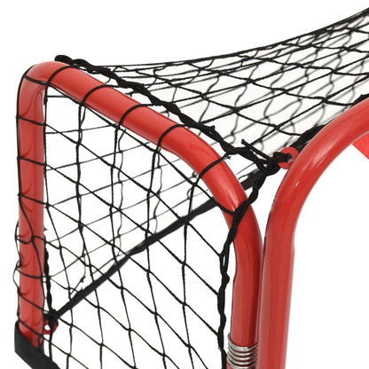 Hockeytor mit Netz Rot & Schwarz 68x32x47 cm Stahl & Polyester