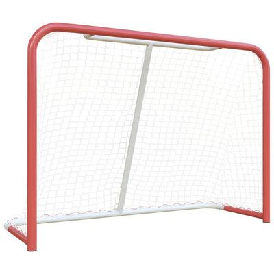 Hockeytor mit Netz Rot & Weiß 153x60x118 cm Stahl & Polyester