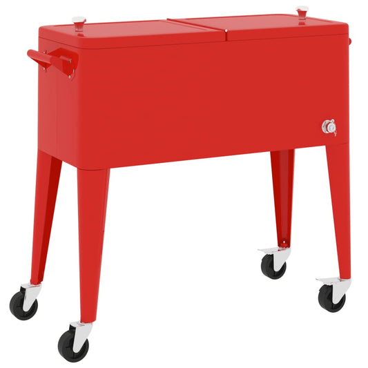 Carrello refrigerato con ruote, rosso, 92x43x89 cm