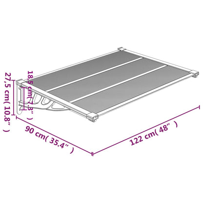 Türvordach Schwarz und Transparent 122x90 cm Polycarbonat