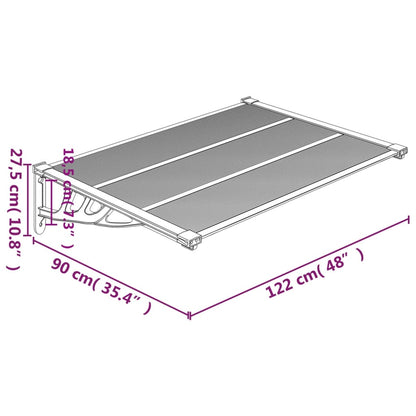 Türvordach Grau und Transparent 122x90 cm Polycarbonat