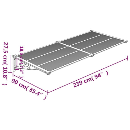 Türvordach Schwarz 239x90 cm Polycarbonat