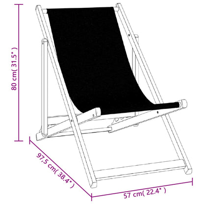 Strandstühle 2 Stk. Klappbar Schwarz Aluminium und Textilene