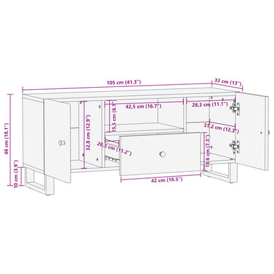 TV-Schrank 105x33,5x46 cm Altholz Massiv & Holzwerkstoff