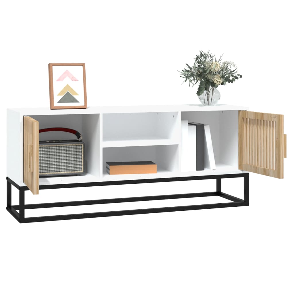 TV-Schrank Weiß 105x30x45 cm Holzwerkstoff und Eisen