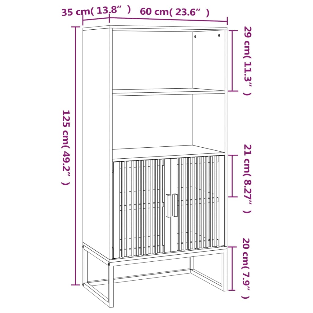 Highboard Schwarz 60x35x125 cm Holzwerkstoff