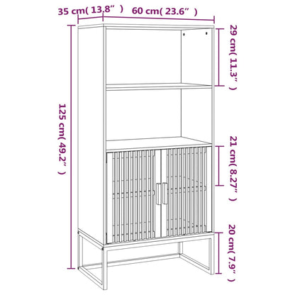 Highboard Schwarz 60x35x125 cm Holzwerkstoff