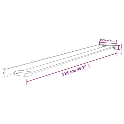 Duschablage für Begehbare Dusche Schwarz 118 cm Aluminium