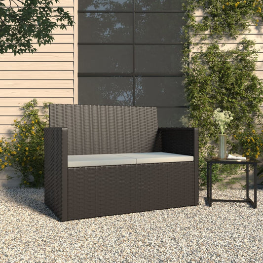 Gartenbank mit Kissen Schwarz 105 cm Poly Rattan