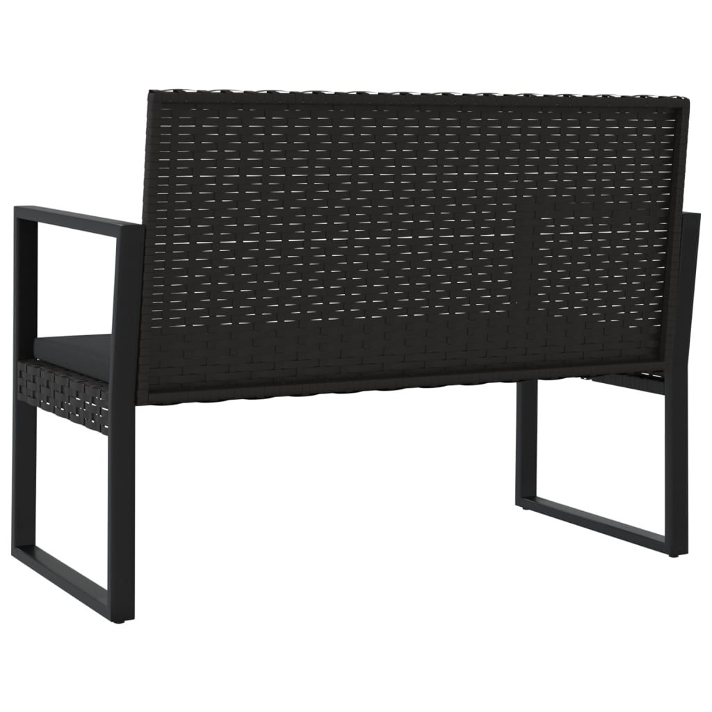 Gartenbank mit Kissen Schwarz 106 cm Poly Rattan