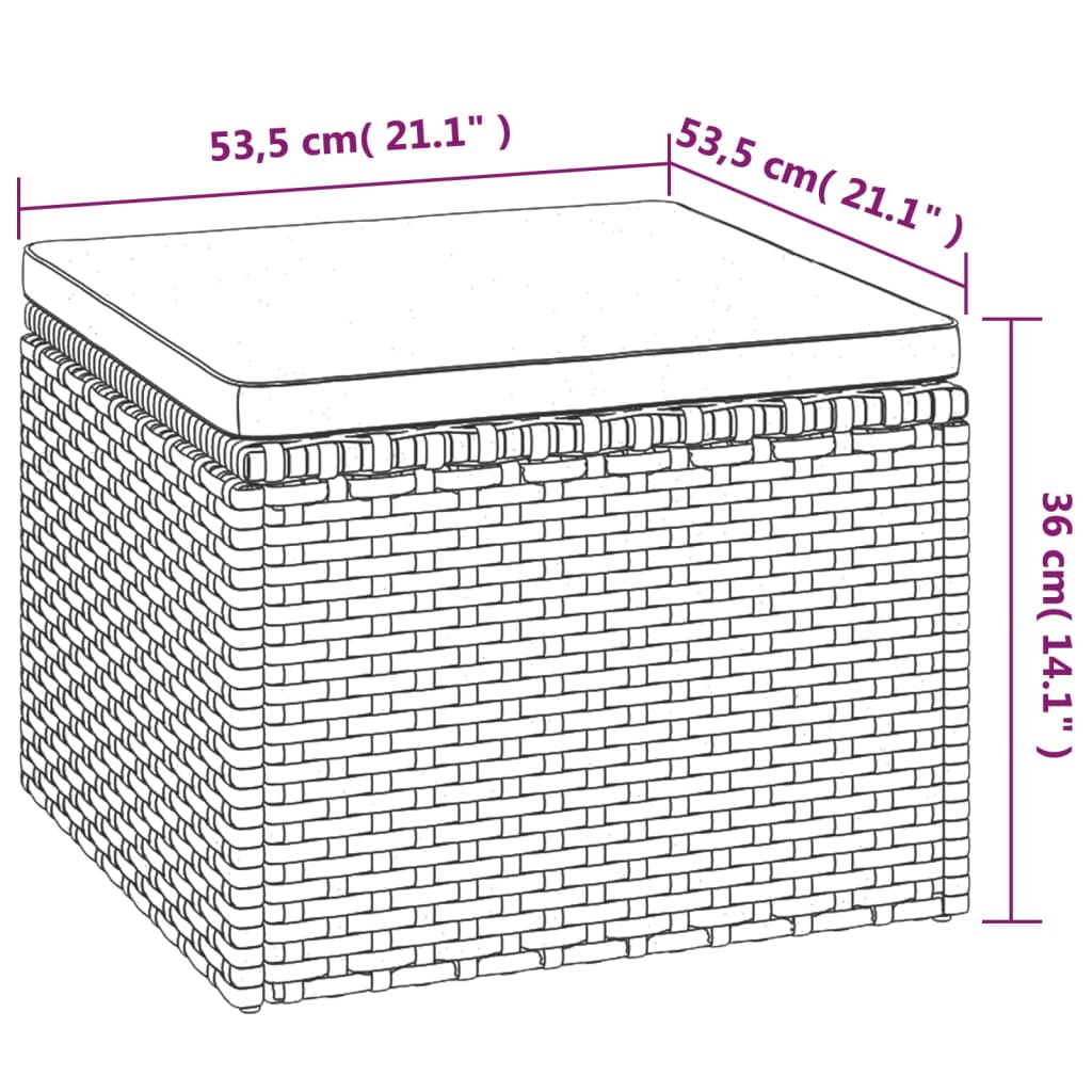 3-Sitzer-Gartensofa mit Dach und Fußhocker Grau Poly Rattan