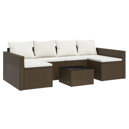 2-tlg. Garten-Lounge-Set mit Kissen Braun Poly Rattan