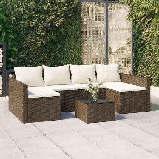 2-tlg. Garten-Lounge-Set mit Kissen Braun Poly Rattan