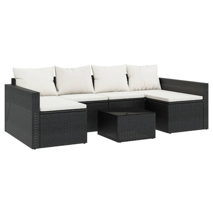 2-tlg. Garten-Lounge-Set mit Kissen Schwarz Poly Rattan