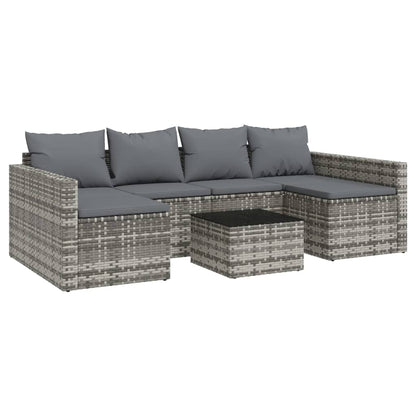 2-tlg. Garten-Lounge-Set mit Kissen Grau Poly Rattan