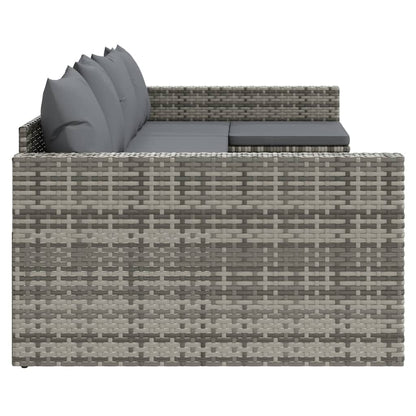 2-tlg. Garten-Lounge-Set mit Kissen Grau Poly Rattan