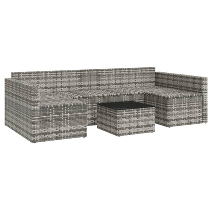 2-tlg. Garten-Lounge-Set mit Kissen Grau Poly Rattan