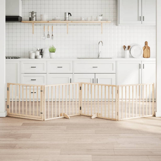 Hundegitter mit Tür Faltbar 4 Paneele 320 cm Pappelholz