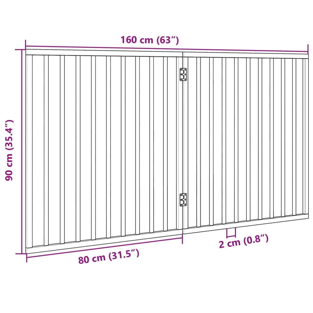 2-tlg. Hundetor Faltbar 160 cm Pappelholz