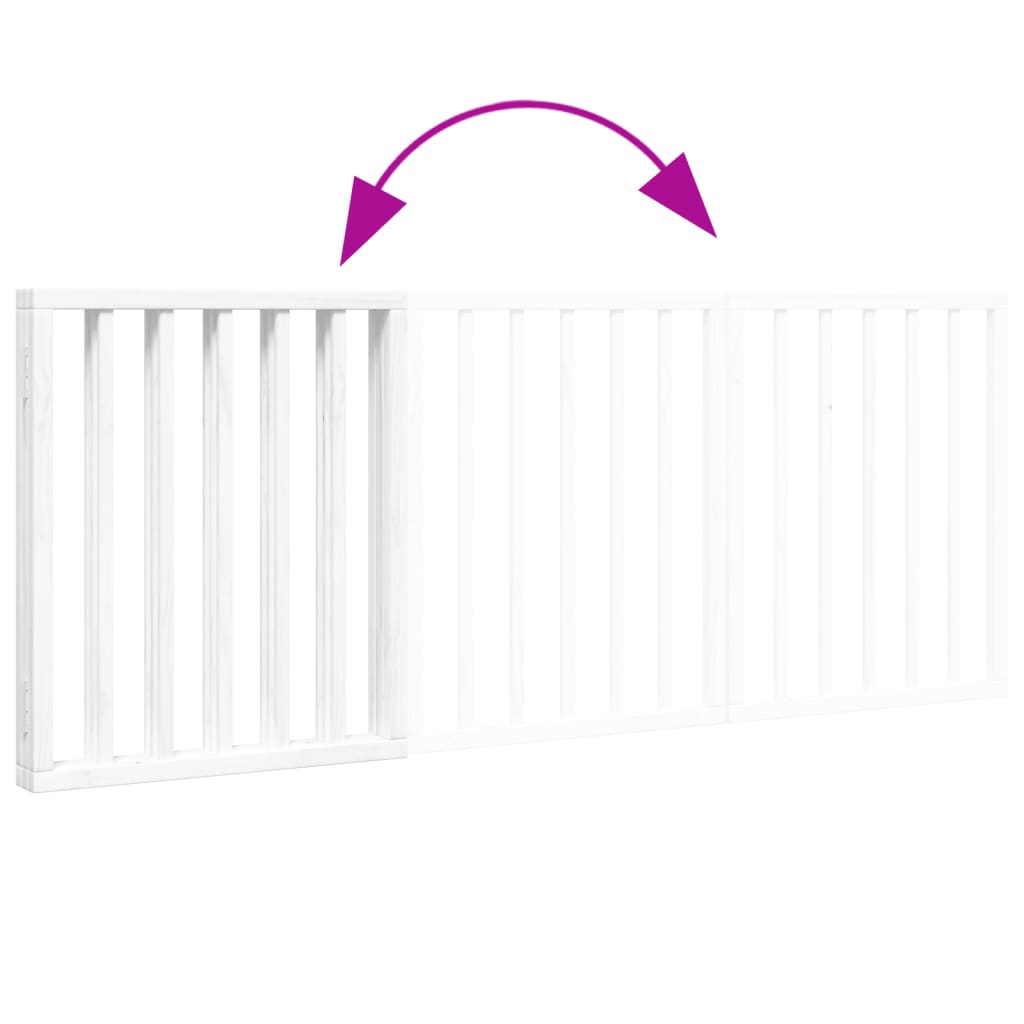 3-tlg. Hundetor Faltbar Weiß 150 cm Pappelholz