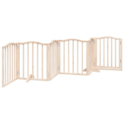 6-tlg. Hundetor mit Tür Faltbar 300 cm Pappelholz