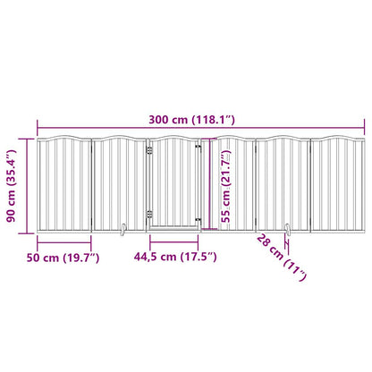 6-tlg. Hundetor mit Tür Faltbar 300 cm Pappelholz