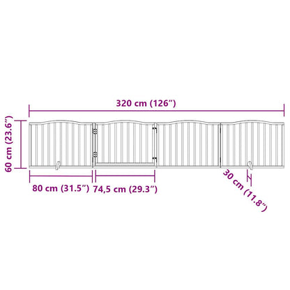 4-tlg. Hundetor mit Tür Faltbar 320 cm Pappelholz