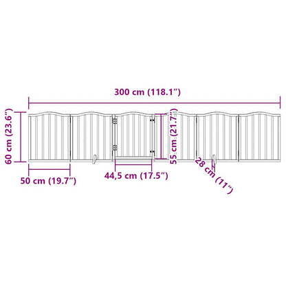 6-tlg. Hundetor mit Tür Faltbar Braun Eiche 300 cm Pappelholz