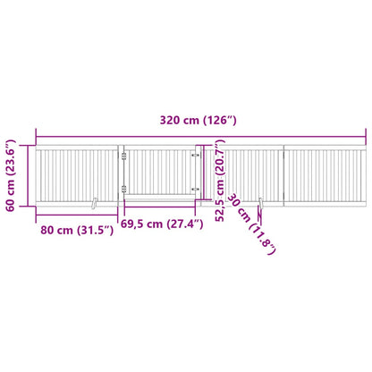 4-tlg. Hundetor mit Tür Faltbar 320 cm Pappelholz